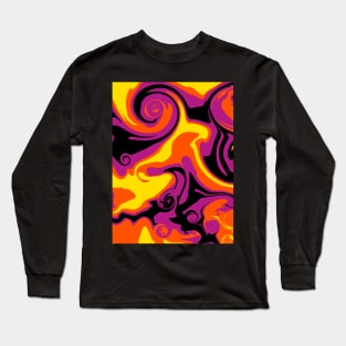 Spill - Orange, Black, Pink and Yellow Long Sleeve T-Shirt